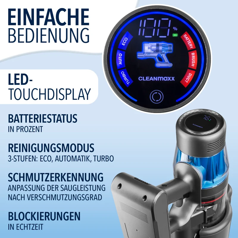 AeroTech 500 Staubsauger mit Absaugstation – Grau-Blau