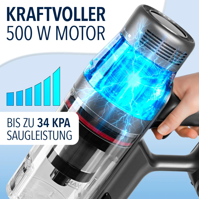 AeroTech 500 Staubsauger mit Absaugstation – Grau-Silber