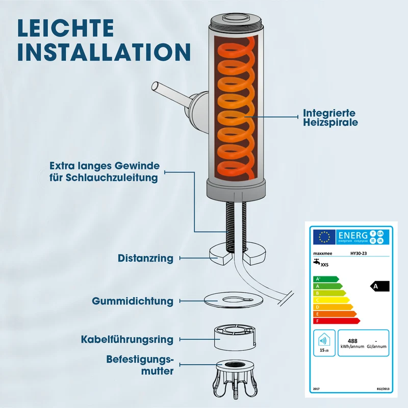elektrische Edelstahl-Armatur mit integriertem Durchlauferhitzer
