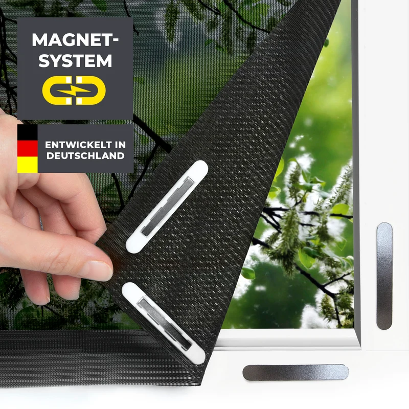 Insekten- & Pollenschutzgitter mit Magnetbefestigung - 110 x 130 cm - Schwarz