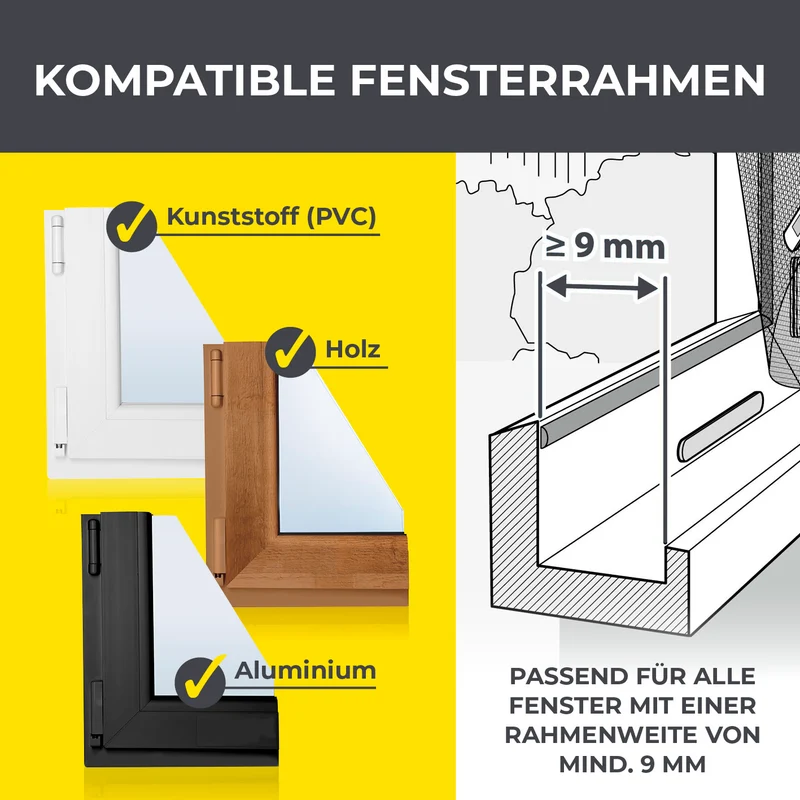 Insekten- & Pollenschutzgitter mit Magnetbefestigung - 150 x 180 cm - Schwarz