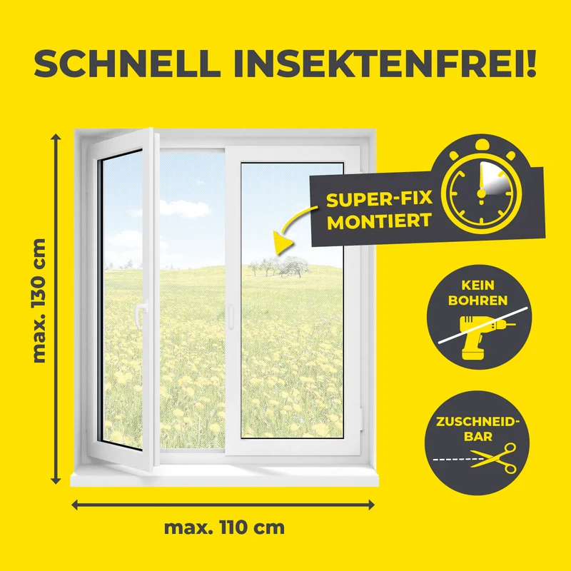 Insektenschutzgitter mit Magnetbefestigung - 130 x 150 cm - Weiß